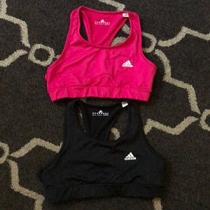 Adidas black and pink sport bras